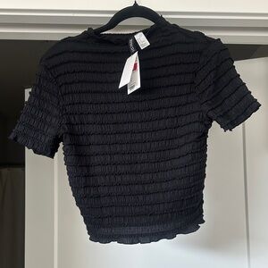 NWT Black Textured mock neck Women's Top